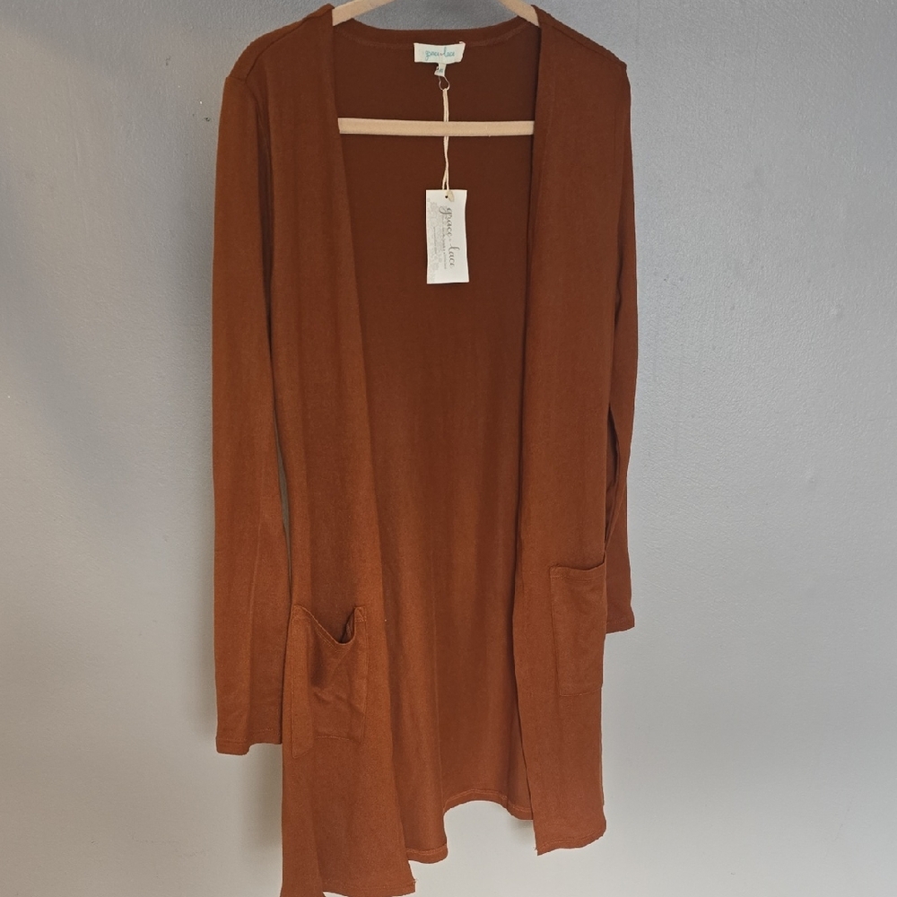 Grace & Lace Open Front Pocket Cardigan